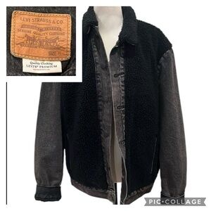 Levi’s Black Denim & Sherpa Trucker Jacket Medium Unisex